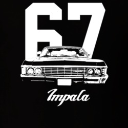 1967 Impala Grill View With Year And Model Dark Color T Shirt