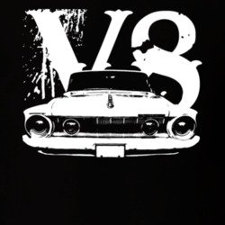 1962 Plymouth Fury Grill View V8 Faded Look Dark T Shirt