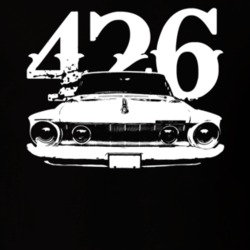 1964 Plymouth Fury Grill View With Engine Size Faded Look Dark T Shirt