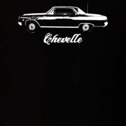 1965 Chevelle Side View With Model Dark Color T Shirt