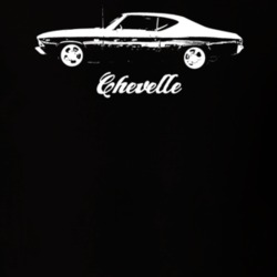 1969 Chevelle Side View With Model Dark Color T Shirt