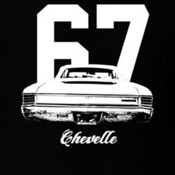 1967 Chevelle Rear View With Year And Model Dark Color T Shirt