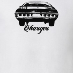 1971 Charger Rear View With Model Light Color T shirt