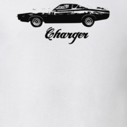 1971 Charger Side View With Model Light Color T shirt