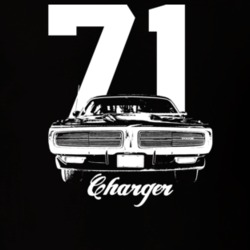 1971 Charger Grill View With Year And Model Dark Color T shirt
