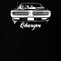 1971 Charger Grill View With Model Dark Color T shirt