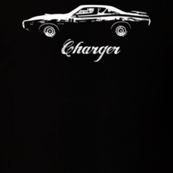 1971 Charger Side View With Model Dark Color T shirt