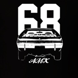 1968 Amx Rear View With Year And Model Dark Color T Shirt