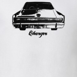 1966 Charger Rear View With Model Light Color T Shirt