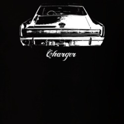 1966 Charger Rear View With Model Dark Color T Shirt