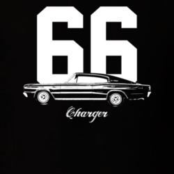 1966 Charger Side View With Year And Model Dark Color T Shirt