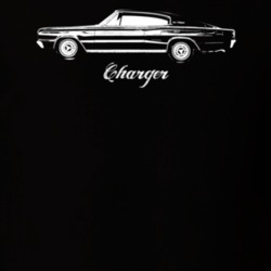 1966 Charger Side View With Model Dark Color T Shirt