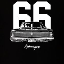 1966 Charger Grill View With Year And Model Dark Color T Shirt