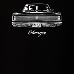 1966 Charger Grill View With Model Dark Color T Shirt