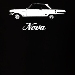1964 Nova Side View With Model Dark Color T Shirt