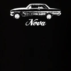 1965 Nova Side View With Model Dark Color T Shirt