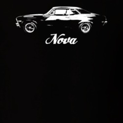 1969 Nova Side View With Model Dark Color T Shirt