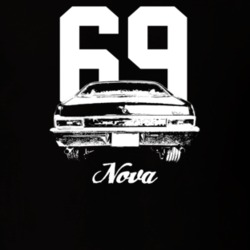 1969 Nova Rear View With Year And Model Dark Color T Shirt