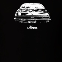1970 Nova Rear View With Model Dark Color T Shirt