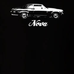 1971 Nova Side View With Model Dark Color T Shirt