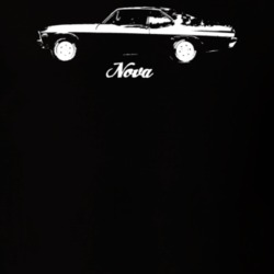 1972 Nova Side View With Model Dark Color T Shirt