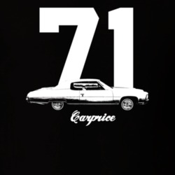 1971 Caprice Side View With Year And Model Dark Color T Shirt