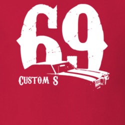 1969 Pontiac Custom S Side View With Model and Year Dark Color Shirt
