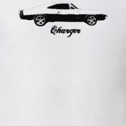 1968 Charger Side View With Model Light Color T Shirt