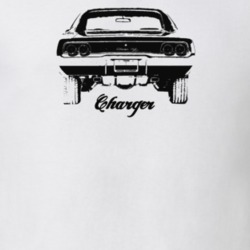 1968 Charger Rear View With Model Light Color T Shirt
