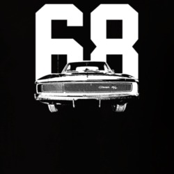 1968 Charger Grill View With Year Dark Color T Shirt