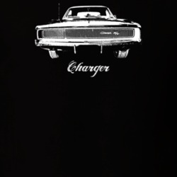 1968 Charger Grill View With Model Dark Color T Shirt