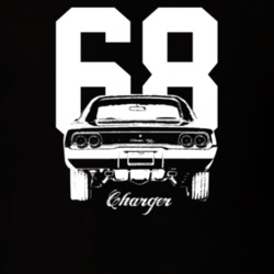 1968 Charger Rear View With Year And Model Dark Color T Shirt