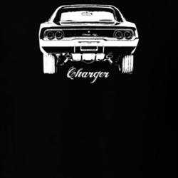 1968 Charger Rear View With Model Dark Color T Shirt