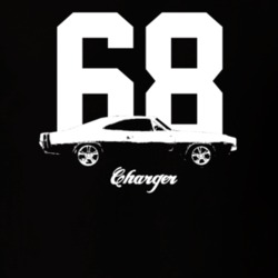 1968 Charger Side View With Year And Model Dark Color T Shirt