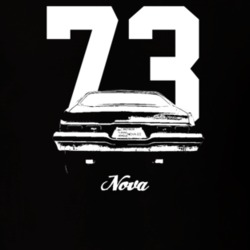 1973 Nova Rear View With Year And Model Dark Color T-Shirt