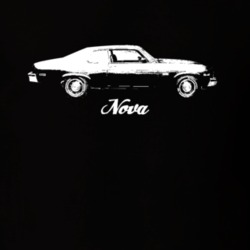 1973 Nova Side View With Model Dark Color T-Shirt