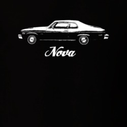 1974 Nova Side View With Model Dark Color T-Shirt