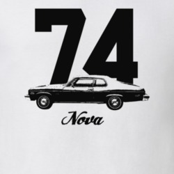 1974 Nova Side View With Year And Model Light Color T-Shirt