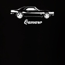 1968 Camaro Side View With Model Dark Color T-Shirt