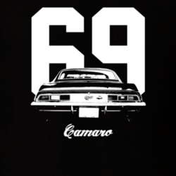 1969 Camaro Rear View With Year And Model Dark Color T-Shirt