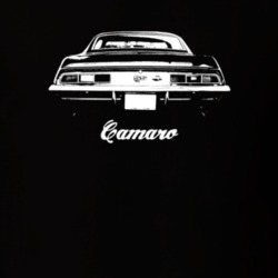1969 Camaro Rear View With Model Dark Color T-Shirt