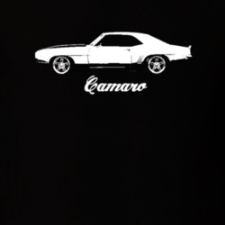 1969 Camaro Side View With Model Dark Color T-Shirt