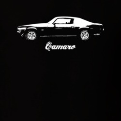 1970 Camaro Side View With Model Dark Color T-Shirt
