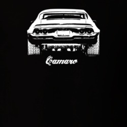 1970 Camaro Rear View With Model Dark Color T-Shirt