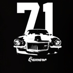 1971 Camaro Grill View With Year And Model Dark Color T-Shirt