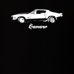 1972 Camaro Side View With Model Dark Color T-Shirt