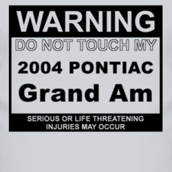 Warning Do Not Touch My 2004 Pontiac Grand Am Funny Car T Shirt