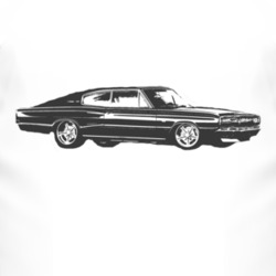 1967 DODGE CHARGER Side Black Graphic T Shirt