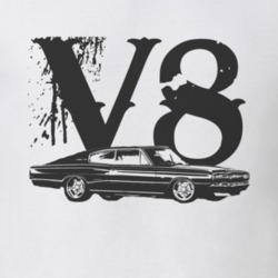 1967 DODGE CHARGER Side Black Graphic V8 T Shirt