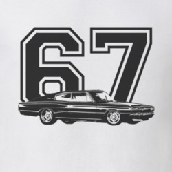 1967 DODGE CHARGER Side Black Graphic Year T Shirt